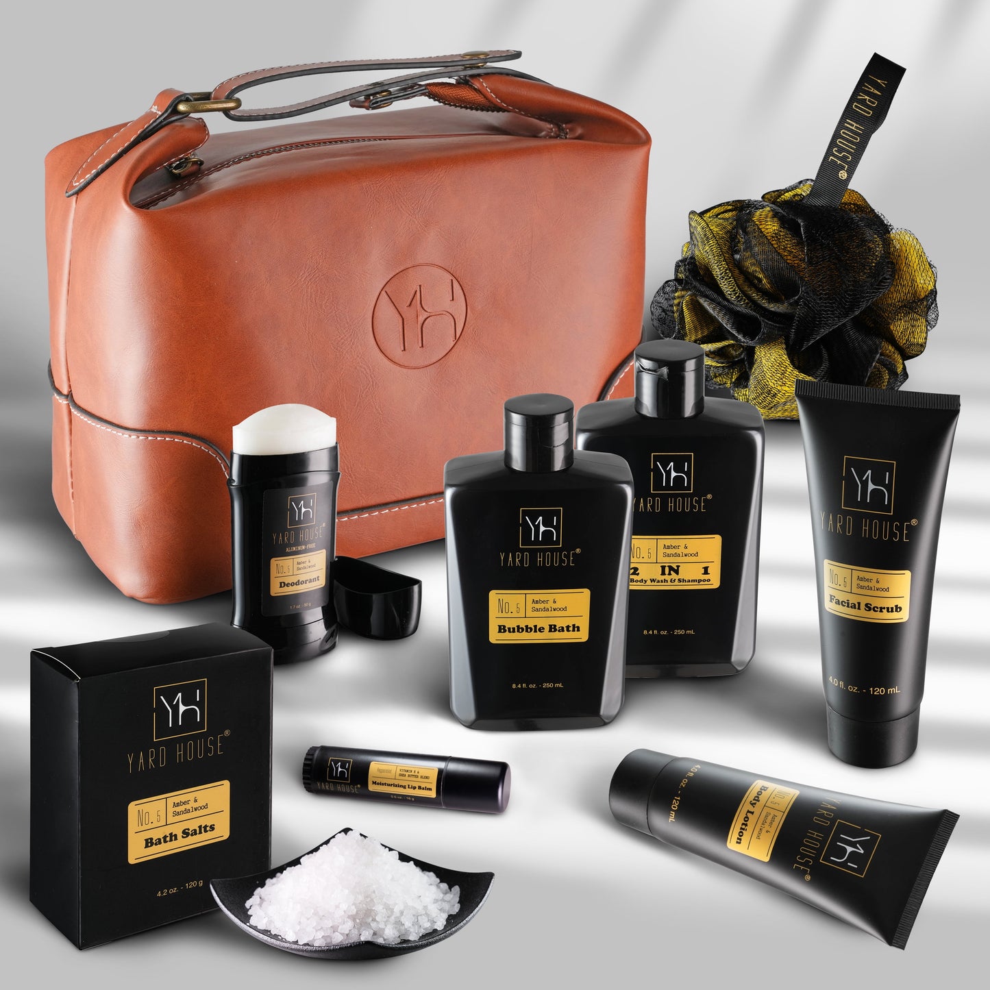 Deluxe Bath and Body Spa Gift Set for Men - Sandalwood & Amber