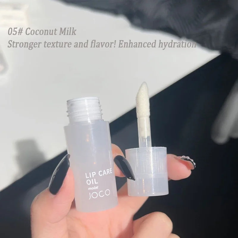 Transparent Lip Oil Glass Lip Gloss Fragrance Non-Sticky Moisturizes Lip Tint Lip Plumper Lip Care Serum Primer Big Brush Head