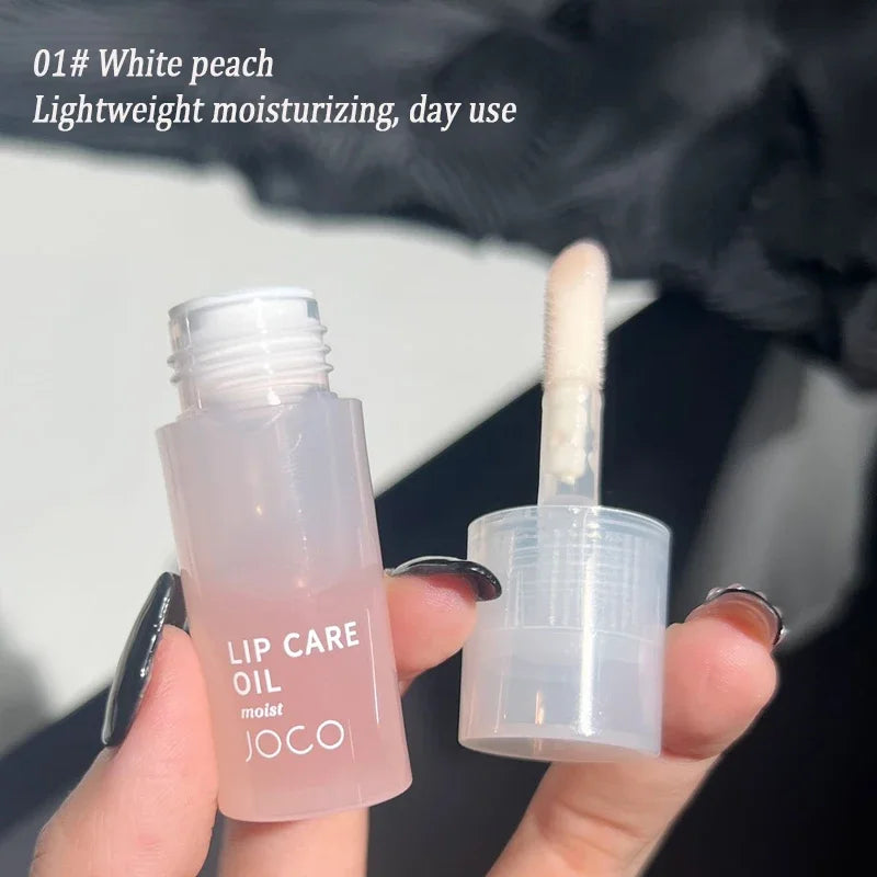 Transparent Lip Oil Glass Lip Gloss Fragrance Non-Sticky Moisturizes Lip Tint Lip Plumper Lip Care Serum Primer Big Brush Head