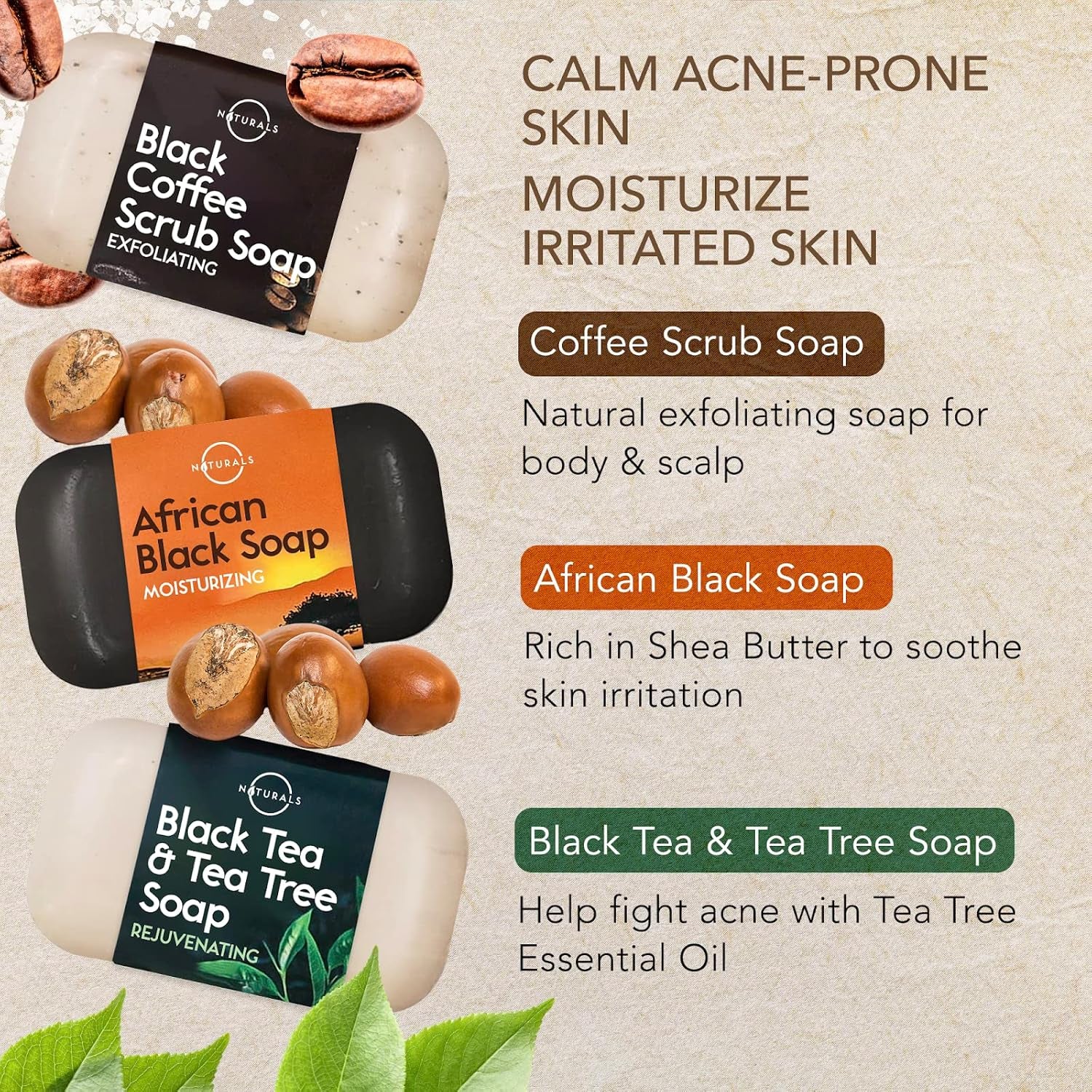 6 PCS Organic & Natural Soap for Men & Women