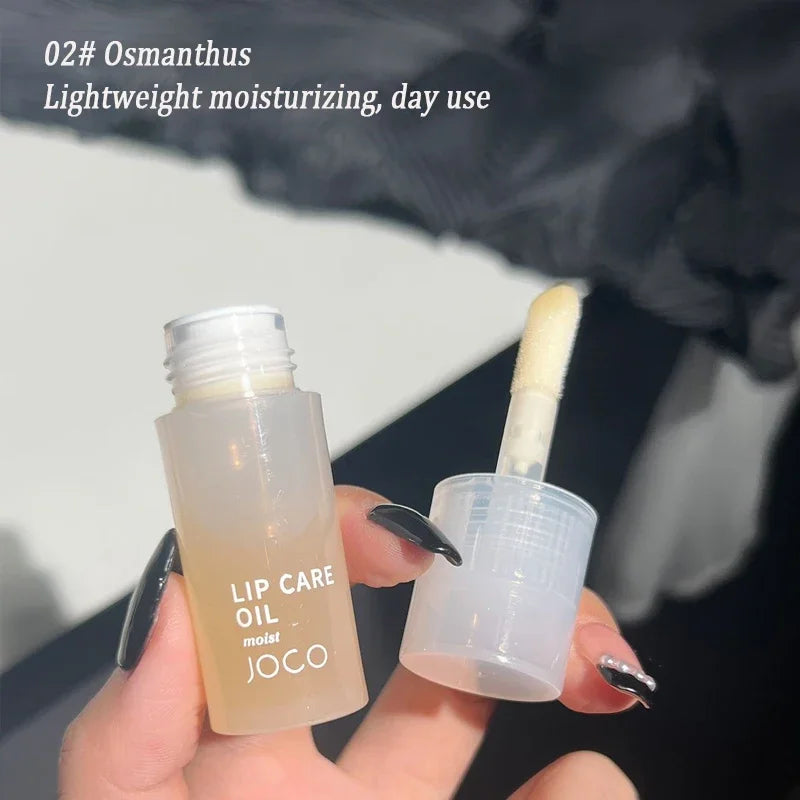 Transparent Lip Oil Glass Lip Gloss Fragrance Non-Sticky Moisturizes Lip Tint Lip Plumper Lip Care Serum Primer Big Brush Head