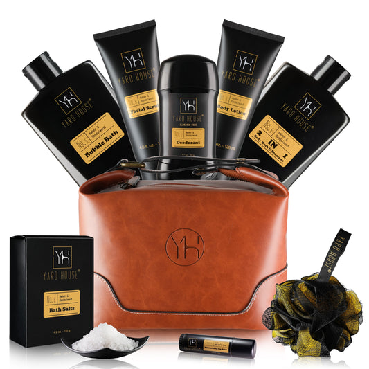 Deluxe Bath and Body Spa Gift Set for Men - Sandalwood & Amber