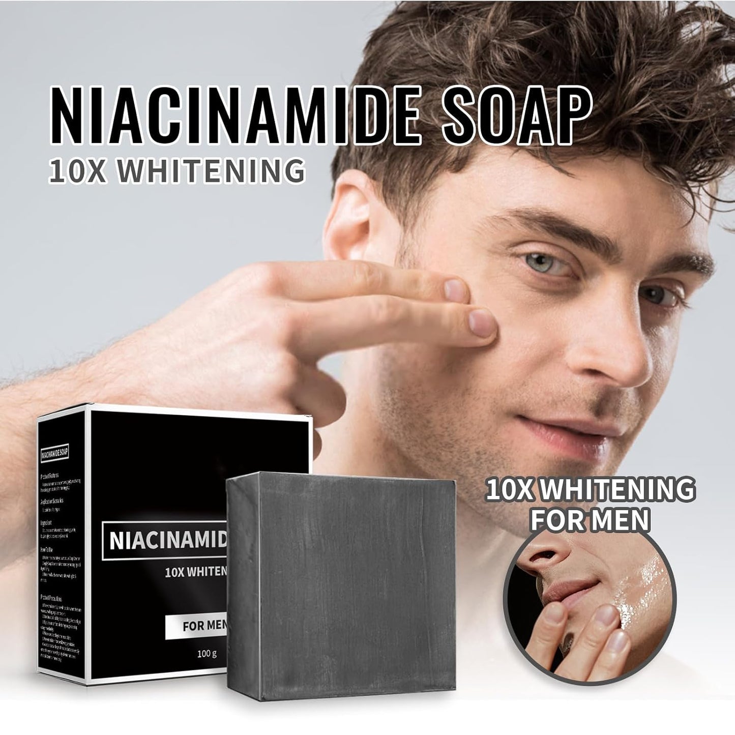 2Pcs Activated Charcoal Black Soap Bar For Men