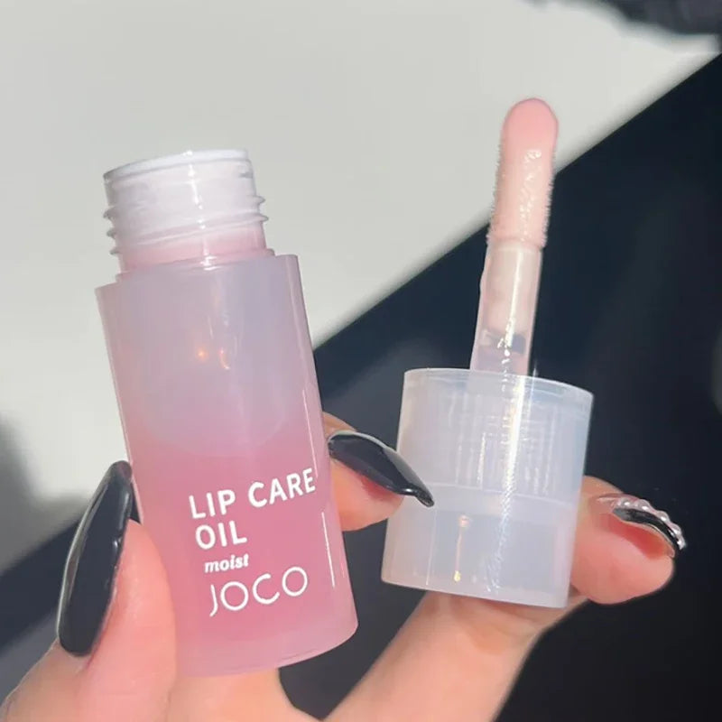 Transparent Lip Oil Glass Lip Gloss Fragrance Non-Sticky Moisturizes Lip Tint Lip Plumper Lip Care Serum Primer Big Brush Head