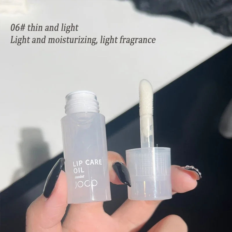 Transparent Lip Oil Glass Lip Gloss Fragrance Non-Sticky Moisturizes Lip Tint Lip Plumper Lip Care Serum Primer Big Brush Head