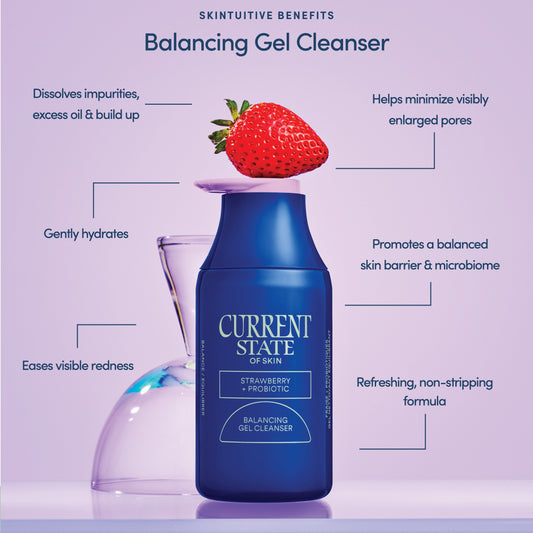 Strawberry Probiotic Balancing Gel Cleanser, for Dry & Uneven Skin, Skincare, 5.1 Fl Oz